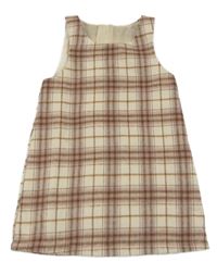 Béžovo-starorůžovo-khaki kostkované šaty F&F