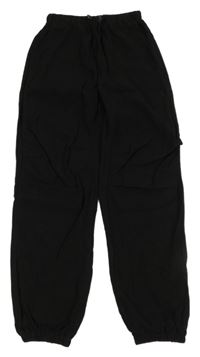 Černé lehké cuff kalhoty Shein