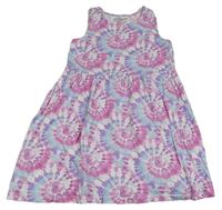 Bílo-lila-růžové batikované šaty Primark