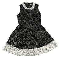 Černo-bílé puntíkaté šaty s límečkem M&S
