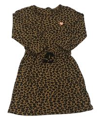 Hnědo-černé leopardí pletené šaty H&M