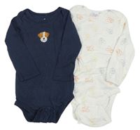 2x body - Tmavomodré se psem + bílé s Mickeym 