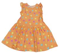 Oranžové šaty s barevnými srdíčky Primark