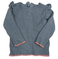 Šedomodrý žebrovaný lehký svetr M&S