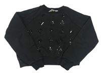 Černá crop mikina s flitry H&M