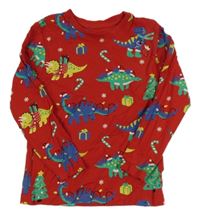 Červené pyžamové triko s barevnými dinosaury Primark