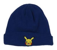 Tmavomodrá pletená podšitá čepice s Pikachu 