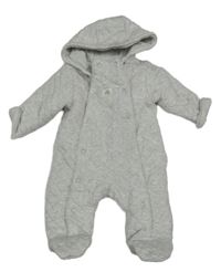 Šedá melírovaná prošívaná zateplená kombinéza s kapucí John Lewis