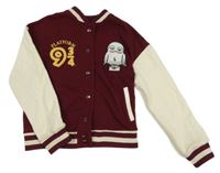 Vínovo-bílá propínací baseballová mikina se sovou - Harry Potter C&A