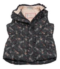 Tmavošedá šusťáková zateplená vesta s kočkami Topolino