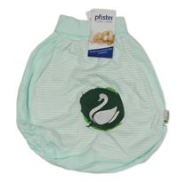 Nové - světlemodro-bílý pruhovaný spací pytel s labutí 