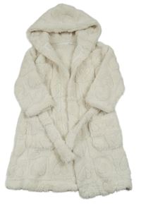 Smetanový vzorovaný chlupatý župan s kapucí M&S