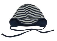 Šedo-tmavomodrá pruhovaná čepice 