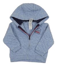 Modrá prošívaná propínací mikina s kapucí C&A