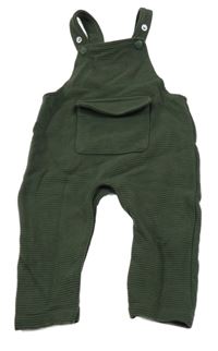 Khaki žebrované laclové tepláky s kapsou 