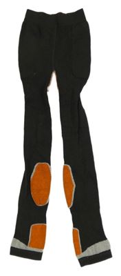 Tmavošedo-oranžové punčochové legíny