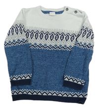 Bílo-modrý vzorovaný lehký svetr H&M