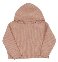 Světlerůžový žinylkový svetr s kapucí Primark