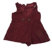 Vínový manšestrový kraťasový overal s knoflíky Matalan