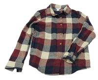 Vínovo-béžovo-tmavomodrá kostkovaná košile M&Co.