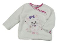 Bílá plyšová mikina s kočkou Ergee