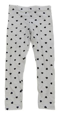 Bílé legíny s černými srdíčky Primark