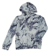 Modro-tmavomodrá batikovaná mikina s kapucí H&M