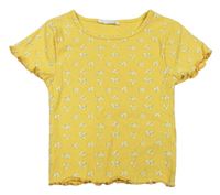 Žluté květované žebrované tričko Primark