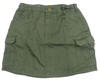 Khaki cargo riflová sukně 