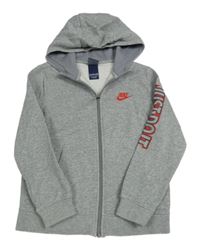 Šedá propínací mikina s logem a kapucí Nike