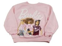 Růžová mikina s Barbie a flitry H&M