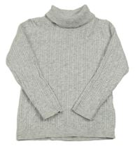 Světlešedý žebrovaný vzorovaný svetrový rolák zn. George