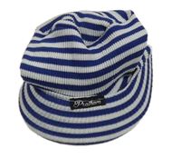 Tmavomodro-bílá pruhovaná čepice s kšiltem 
