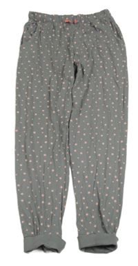 Šedo-růžové pyžamové kalhoty s hvězdami 