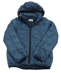 Šedomodrá šusťáková lehce zateplená bunda s kapucí H&M