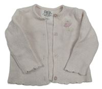 Světlerůžový třpytivý propínací svetr s medvídkem F&F