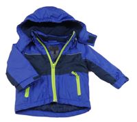 Tmavomodrá šusťáková zimní bunda s kapucí Papagino