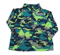 Tmavomodro-šedo-neonově zelená army fleecová funkční mikina Mountain Warehouse