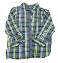 Bílo-žluto-tmavomodrá kostkovaná košile s límečkem Orchestra 