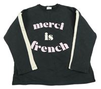 Antracitovo-bílá mikina s nápisem Zara