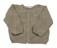 Béžový propínací svetr s výšivkou 