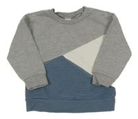 Šedo-modro-bílá mikina 