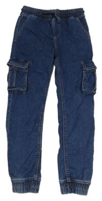 Tmavomodré teplákové cargo cuff rifle Denim Co.