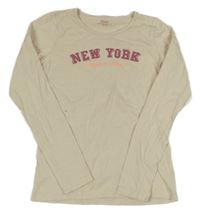 Béžové triko s nápisy Yigga