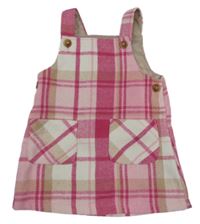 Růžovo-bílo-béžové kostkované laclové šaty Nutmeg