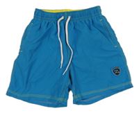 Modré plážové kraťasy s nášivkou 