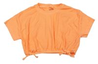 Neonově oranžové žebrované crop tričko Next