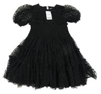 Nové - Černé tylové šaty s leopardím vzorem Next