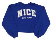 Tmavomodrá crop mikina s nápisy H&M