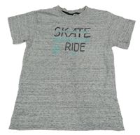 Šedé melírované tričko s nápisem 